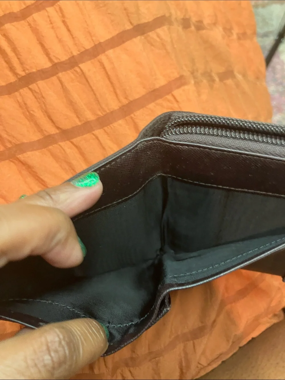 Prada Brown Nylon Zip Wallet with Silver Logo